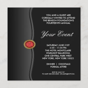 Invitation Événement de société Black White Black Tie