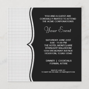 Invitation Événement de société Black White Black Tie