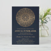 INVITATION ÉVÉNEMENT DE SOCIÉTÉ MANDALA ORNÉ OR NAVY GOLD (Debout devant)