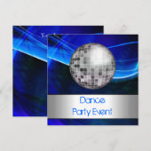 Invitation Événement de soirée dansante Blue Silver Mirrorbal (Devant / Derrière)