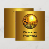 Invitation Événement de soirée dansante Mirroirball Or (Devant / Derrière)