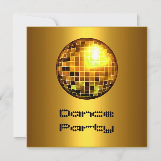 Invitation Événement de soirée dansante Mirroirball Or (Devant)