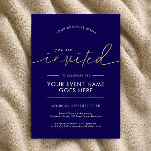 Invitation Événement d'entreprise 'Bleu marine et or, vous êt