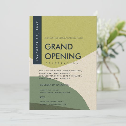 INVITATION ÉVÉNEMENT D'OUVERTURE ABSTRAIT MODERNE LIME GREEN  (Debout devant)