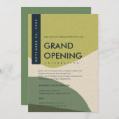 INVITATION ÉVÉNEMENT D'OUVERTURE ABSTRAIT MODERNE LIME GREEN (Devant / Derrière)