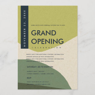 INVITATION ÉVÉNEMENT D'OUVERTURE ABSTRAIT MODERNE LIME GREEN 