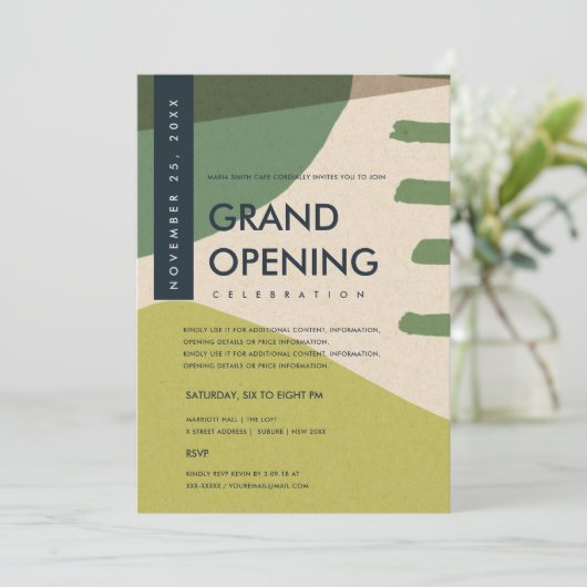 INVITATION ÉVÉNEMENT D'OUVERTURE ABSTRAIT MODERNE LIME GREEN  (Debout devant)