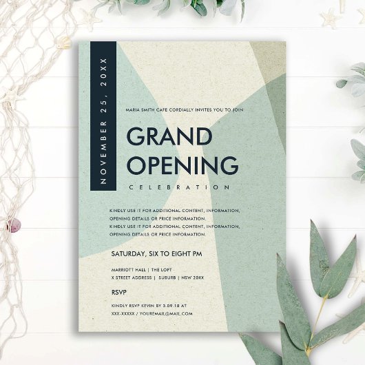 INVITATION ÉVÉNEMENT D'OUVERTURE GRANDIOSE ART ABSTRAIT MODER