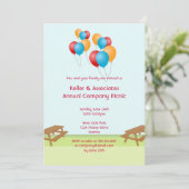 Invitation Événement extérieur de ballons de pique-nique (Debout devant)