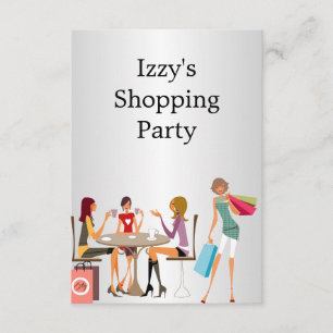 Invitation Événement Filles Shopping Party Argent Blanc