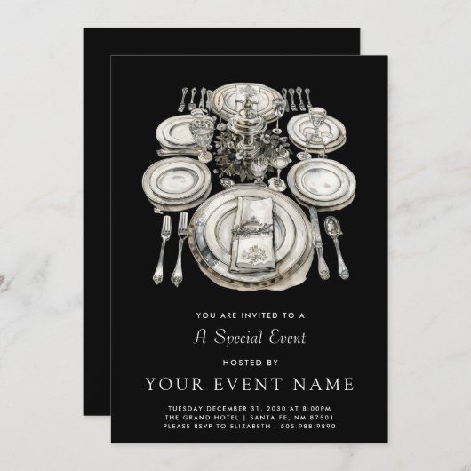 Invitation Événement Formel Élégant (Devant / Derrière)