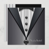 Invitation Événement Formel Smoking Noir Soirée Tenue de Soir (Devant / Derrière)