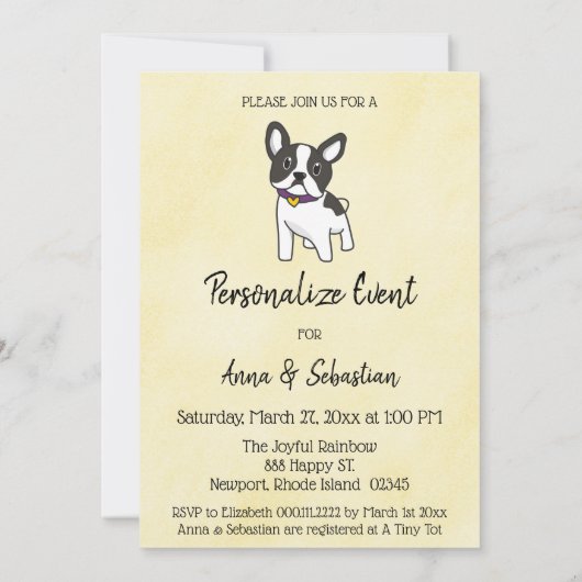 Invitation *~ Événement Frenchie Bouledogue Français Invitati (Dos)