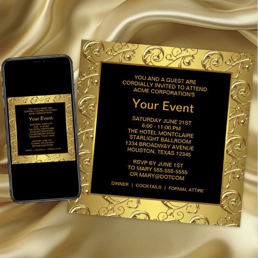 Invitation Événement Gold et Black Corporate Party