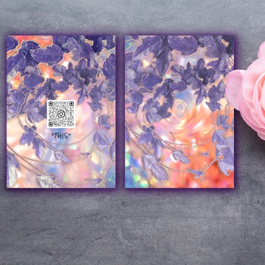 INVITATION ÉVÉNEMENT HOLOGRAPHIQUE MODERNE LEAFS WREATH QR LO