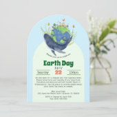 Invitation Événement Jour des terres moderne Blue Whale (Debout devant)