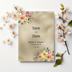 Invitation Événement Luxueux or rose orange menthe floral à n