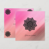 Invitation Événement magique Fleur celtique noire en soie ros (Devant / Derrière)