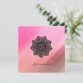 Invitation Événement magique Fleur celtique noire en soie ros (Debout devant)