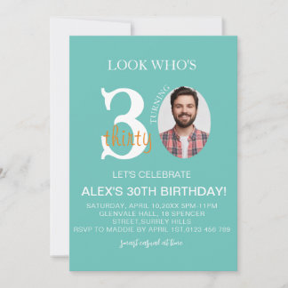Invitation Événement minimaliste 30e anniversaire, Hommes Dig