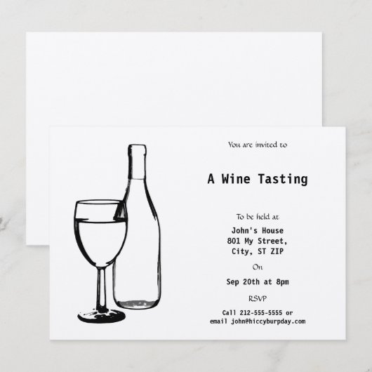 Invitation Événement orienté de vin (Devant / Derrière)