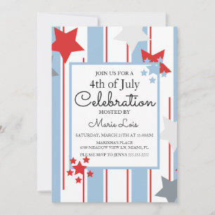 Invitation Événement patriotique du 4 juillet étoiles rayures