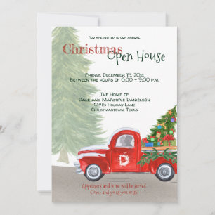 Invitation Événement Personnalisé Noël Open House Red Truck S