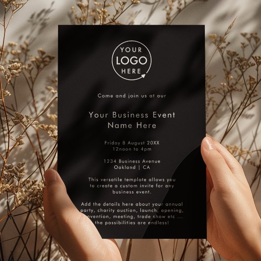 Invitation Événement professionnel | Noir minimaliste moderne