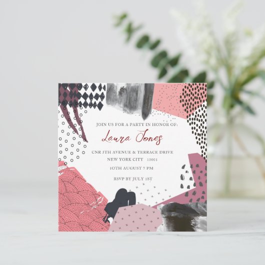 Invitation Événement promotionnel Collage d'art Abstrait (Debout devant)