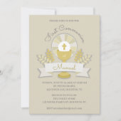 Invitation événement religieux beige, Calice (Devant)