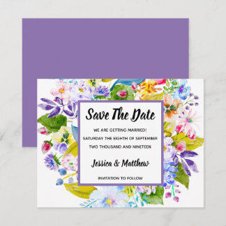 Invitation Événement Romantique Fleurs Violettes Enregistrer