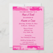 Invitation Événement rose et fuchsia de partie de camouflage (Dos)