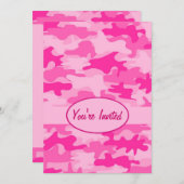 Invitation Événement rose et fuchsia de partie de camouflage (Devant / Derrière)