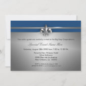 Invitation Événement Silver and Blue Fleur de Lis (Dos)