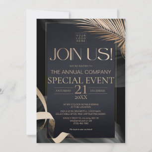 Invitation Événement spécial annuel d'entreprise Luxe Noir Or