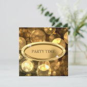 Invitation Événement spécial Élégantes bulles noires et d'or  (Debout devant)