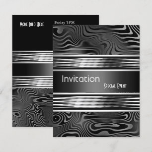 Invitation Événement Spécial Métal Noir Argent