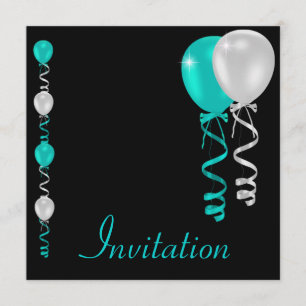 Invitation Événement spécial sur les ballons noirs blancs Tur