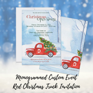 Invitation Événement sur mesure Noël Open House Red Truck Tre