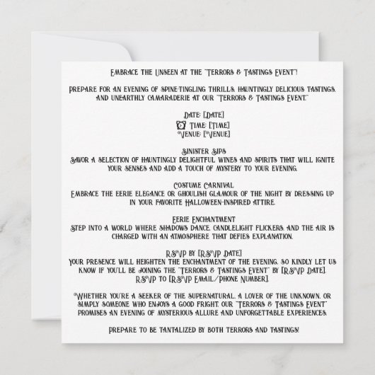 Invitation 👻 🍷 "Événement Terrors & Tastings" ! 🍷 👻 Hallo (Dos)