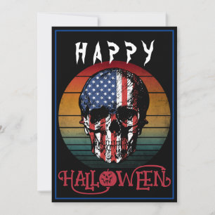 Invitation ÉVÉNEMENT USA DRApeau VINTAGE CRÂNE JOYEUX HALLOWE