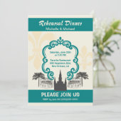 Invitation Événement vintage Teal de mariage de la (Debout devant)