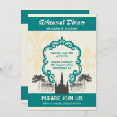 Invitation Événement vintage Teal de mariage de la (Devant / Derrière)