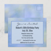 Invitation  événementiel motif bleu jaune abstrait (Devant / Derrière)