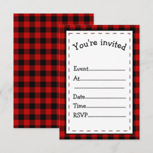 Invitation Événements à carreaux rouges et noirs