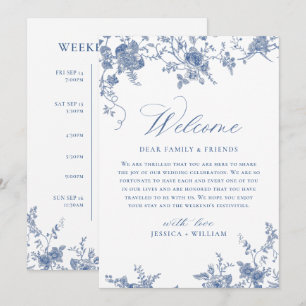 Invitation Événements de WEEK-END de mariage floral bleu vict