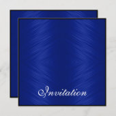 Invitation Événements élégants Cobalt Blue Motif Noir (Devant / Derrière)