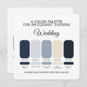 Invitation Evening Blue Wedding Color Palette Elegant Wedding (Devant / Derrière)