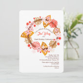 Invitation Éventail et Fleurs (Debout devant)