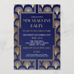 Invitation Éventail Gatsby de la Saint-Sylvestre des années 1
